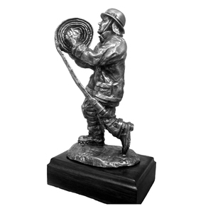 Plaques, Awards and Statues: Firefighter Running Out Coiled Hose