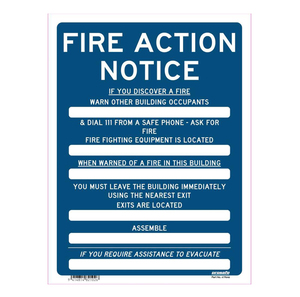 Safety Signs: Fire Action Evacuation Notice