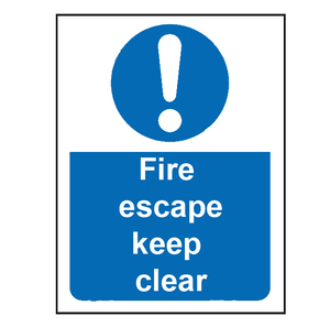 Safety Signs: Fire Escape Keep Clear Sign