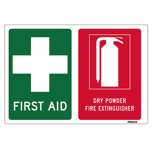 Safety Signs: First Aid / Fire Extinguisher (Dry Powder) Sticker