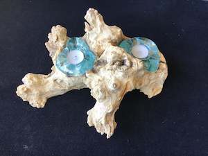 Hand Blown Glass Candle Holder ~ Double