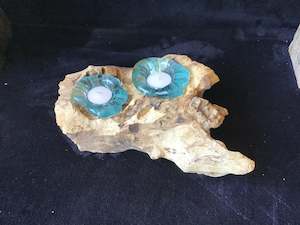 Hand Blown Glass Candle Holder ~ Double