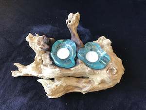 Hand Blown Glass Candle Holder ~ Double