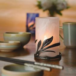Candles For Gifts And Home: Wrought Iron Leaf Base