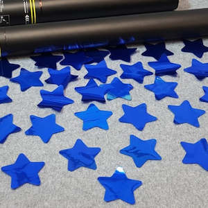 Confetti Cannons New Zealand: Gender Reveal - Confetti Cannon - Blue Metallic Stars 80cm