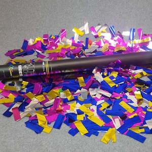 Confetti Cannons New Zealand: Metallic Confetti Cannon - Rainbow Mix 80cm