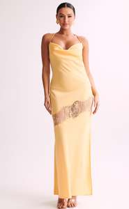 Budget Rentals: Chandra Lace Detail Dress (Yellow)