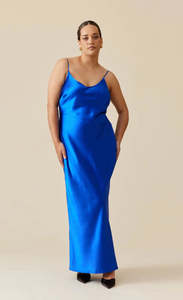 Ruby: Logan Satin Slip (Cobalt)
