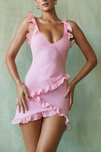 House Of Cb: Tania Ruffle Mini (Pink) FOR SALE