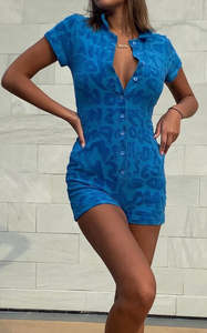 Towelling Playsuit (Blue)