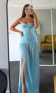 Size 4: Double Time Pleat Dress (Acqua Spritz)