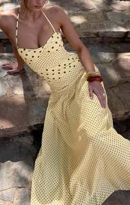 Allrentalgarments: Marguerite Halter Maxi Dress Lemon