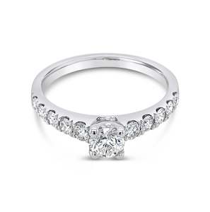 Mantovani: Diamond Solitaire Ring Shoulder Accents 0.84ct