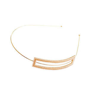 Dansk Smykkekunst: Faux Pearl Gold Ion Plated 8Cm Hair Band