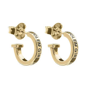 Stolen Girlfriends Club: Stolen Girlfriends Club18k Gold Plated Clean Logo Hoops