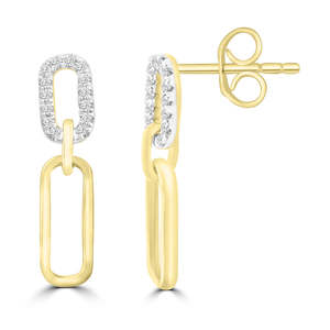 Diamond Rings: 9ct Yellow Gold 0.10Ct HI/I1 Diamond Earrings