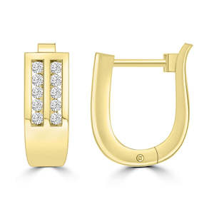 Diamond Rings: 9ct Yellow 0.33Ct GH/I1 Diamond Double Oval Huggies