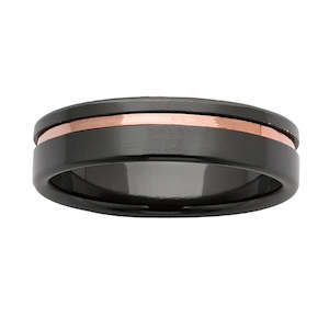 Wedding Rings For Him: Black Zirconium & 9kt Red Gold Wedder