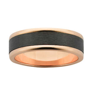 Wedding Rings For Him: 9Ct Rose Gold & Black Zirconium Gents Wedder