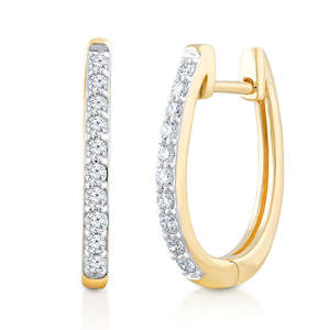 9ct Yellow Gold Diamond Huggies