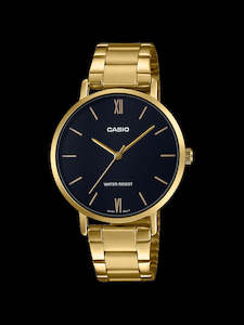 Ladies Watches: Casio Womens Gold Watch Black Face