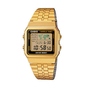 Watch Brands: Casio Classic Digital World Map 50M Gold