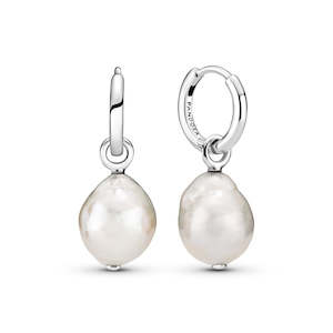 Pearl Jewellery: Pandora Hoop Earrings With Baroque Freshwater Pearls