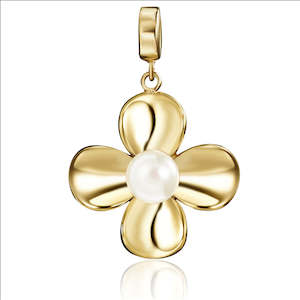 Kagi: Kagi Gold Pearl Dahlia Medium Pendant