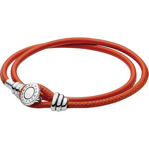 Birthdays: Spicy Orange Moments Double Leather Bracelet W Stg