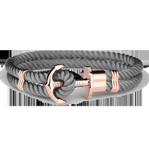 Paul Hewitt Grey Bracelet With Rose Gold Anchor