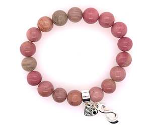 Birthdays: Rhodonite Stretchy Bracelet 10mm Beads.