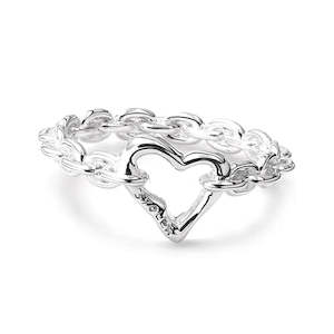 Stolen Girlfriends Club Sterling Silver Melted Heart Chain Ring Size Q