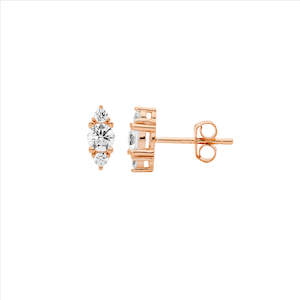 Gifts Under 100: Sterling Silver Rose Gold Plated Cz Stud Earrings