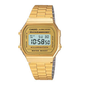 Mens Yellow Gold Plated Digital Watch,Stainless Steel Band,Water Resistant
