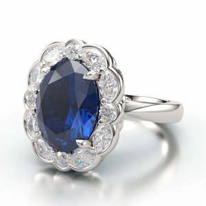 Ascolani: 18ct White Gold Tanzanite Diamond Halo Ring