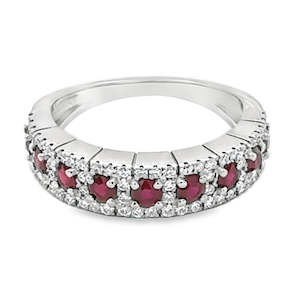 18ct White Gold Ruby & Diamond Ring 0.44ct Total Diamond Weight