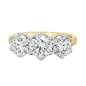 18ct Yellow/White Gold Diamond Trilogy Ring 3.01ct