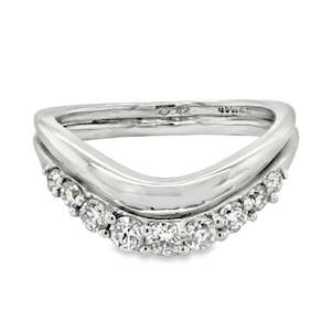 18ct White Gold Diamond Curved Double Ring Design