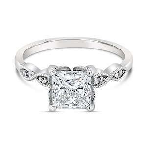 Mantovani: Platinum Princess Cut Diamond Milano Ring 1.72ct