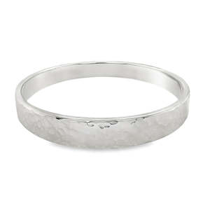 Sterling Silver Handmade Hammered Bangle 9.5mm Wide