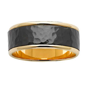 Wedding Rings For Him: 9ct Yellow Gold And Zirconium Mens Wedding Band