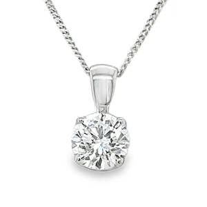 9ct White Gold 1.00ct Lab Grown Diamond Pendant on Chain