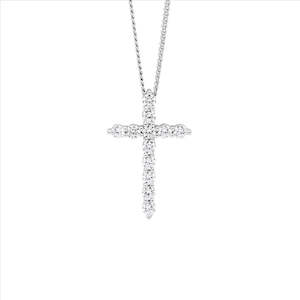 Pendants Necklaces: Sterling Silver Wh Cz 19Mm Cross Slider Pendant