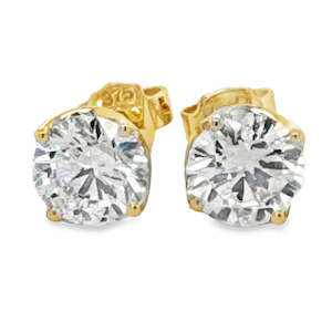 9ct Yellow Gold Lab Grown Round Brilliant Cut Diamond Stud Earrings 2.00ct