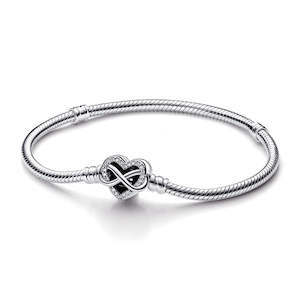 Bracelets: Pandora Moments Sparkling Infinity Heart Clasp Snake Chain Bracelet
