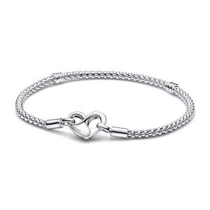 Studded Chain Sterling Silver Bracelet With Heart Clasp