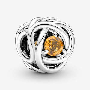 Charms: Pandora Silver Charm With Honey Coloured Crystal