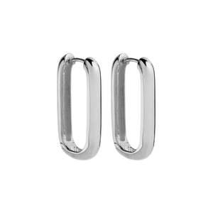 Najo: Silver Rectangular Tube Huggie Hoop Earring