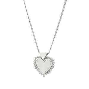 Karen Walker: Flaming Mother-of-Pearl Heart Necklace Silver 45cm