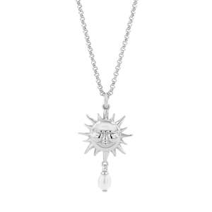 Sun Necklace with 5mm Teardrop Freshwater Pearl